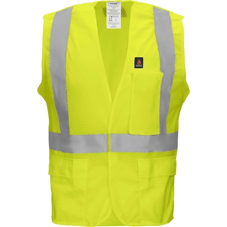 Ironwear Class 2 Mesh Hi Vis Flame Retardant Breakaway Safety Vest, Lime, Medium 1284FR-BRK-L-MD