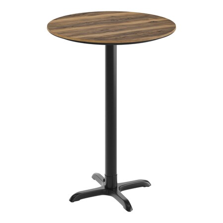 Flash Furniture Commercial 31.25" Natural HPL Tabletop with Black Bar Height X Base ST-RD31-NAT-T2222B-GG