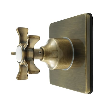 Kingston Brass Single-Handle Six-Way Diverter Valve with Square Trim Kit, Antique Brass KS4043NX