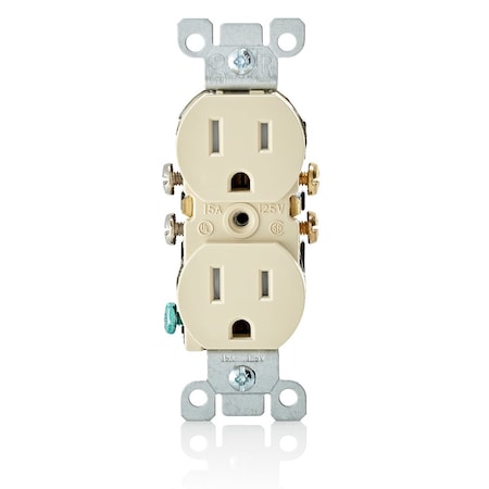Leviton Tamper-Resistant Duplex Receptacle, 15 Amp, 125 Volt T5320-I