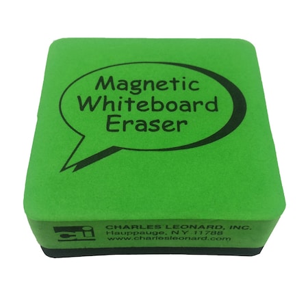 Charles Leonard Magnetic Whiteboard Eraser, 2" x 2", Green, 12PK 74542