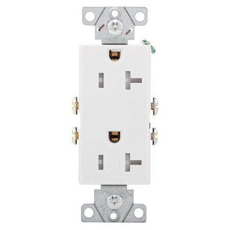 Eaton Wiring Devices Duplex Straight Blade Receptacle, 5-20R, 20 A, 125V AC, 2 Pole, 3 Wire, Flush Mount TR1307W-BOX