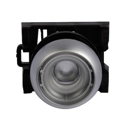 Eaton M22 modular pushbutton, 22.5 mm, Flush, Maintained, Illuminated, Bezel: Silver M22-DRL-X
