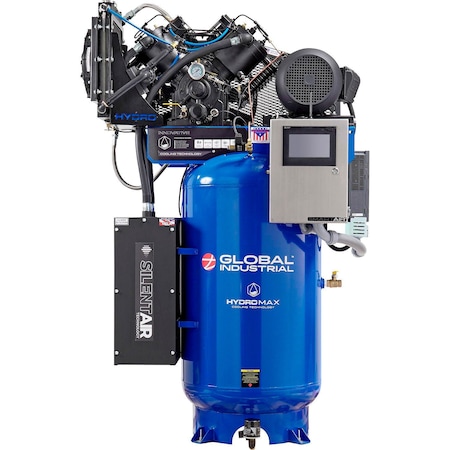 Global Industrial HydroMax Variable Speed 2 Stage Air Compressor, 10HP, 80 Gal, 1and3PH 208-230V 133814