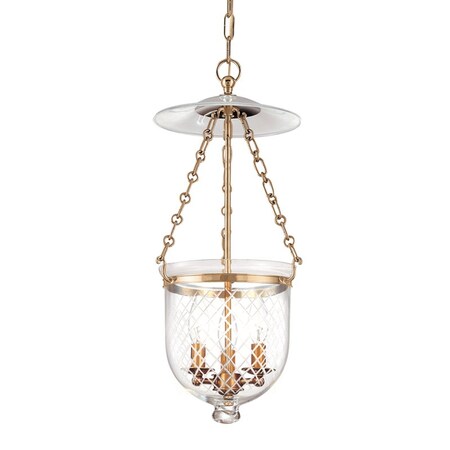 Hudson Valley Lighting Hampton 3 Light Pendant 10.25 In. Aged Brass/Etched 252-AGB-C2
