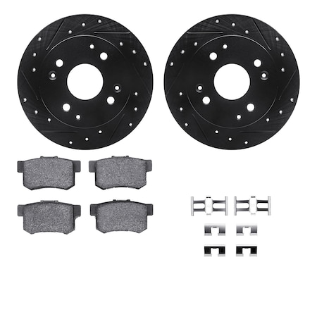 Dynamic Friction Co DFC Rotors-Drilled & Slotted-Black w/ 5000 Advanced Brake Pads Incl Hdw 8512-59021