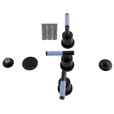Kingston Brass Three-Handle Bidet Faucet with Knurled Handle and Brass Pop-Up, Oil Rubbed Bronze KB6325KPS