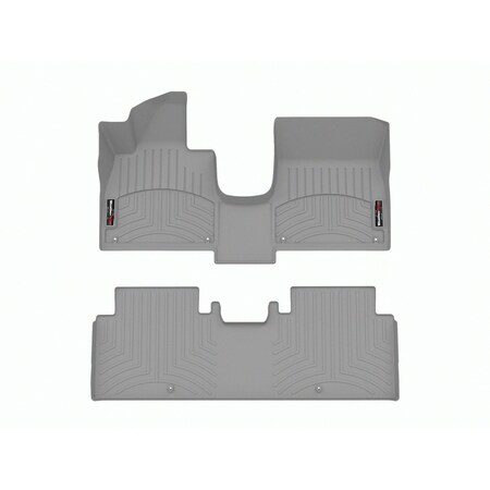 Weathertech Grey, Front and Rear Floorliners Over The Hump 461820-1-2