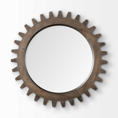 Homeroots 26" Dark Brown Abstract Wood Framed Accent Mirror 376399