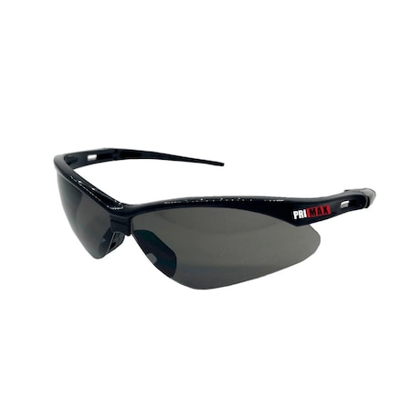 Pri Max Black Half-Frame Gray Lens Safety Glasses, Rubber Nosepiece, and Scratch Resistance SG40G