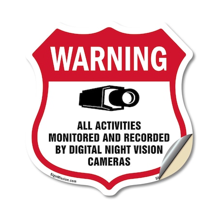 Signmission Video Surveillance Shield Sign Warning A, 12 Inch X 12 Inch, Vinyl Decal SHI-D-12-474
