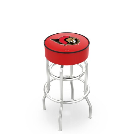 Holland Bar Stool Co 25" Ottawa Senators Cushion Seat, 2-Ring Chrome Swivel Bar Stool L7C125OttSen