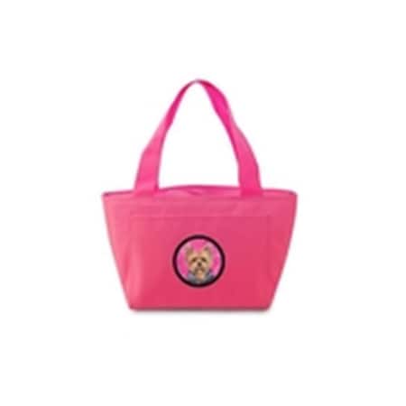 Carolines Treasures 15 x 7 in. Yorkie Zippered Insulated School Washable and Stylish Lunch Bag Cooler- Pink SC9123PK-8808