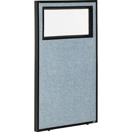 Global Industrial Interion Office Partition Panel with Partial Window, 24-1/4"W x 42"H, Blue 694753WBL