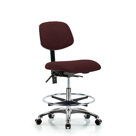 Blue Ridge Ergonomics Chair, Fab, Med Bench, Chr Tilt CF Cast, Bur, No Arms, 22" to 29" Height, Burgundy BR-FMBCH-CR-T1-A0-CF-CC-F41