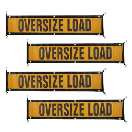 Mytee Products 12in x 60in Mesh Oversize Load Sign Banner for Trucks w/ Bungee Cord, 4PK WLS1260-Bx4