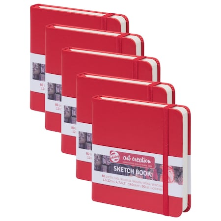 Talens Art Creation Sketchbook, 80 Sheets, 90lbs, Red Cover, 4.7'' x 4.7'', 5PK 9314204M