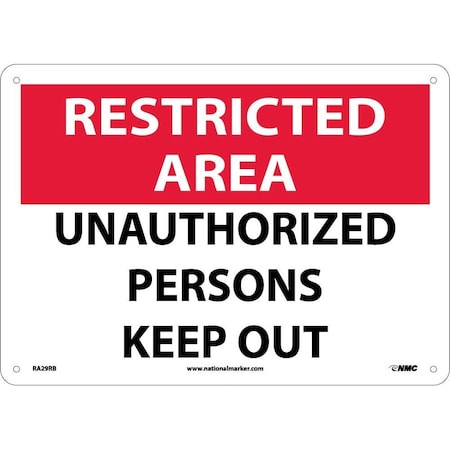Nmc Restricted Area Unauthorized Persons Keep Out Sign, RA29RB RA29RB