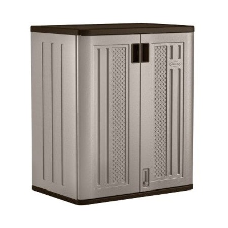 Suncast Shelving Storage Cabinet, 36 in H, 30 in W, 20-1/4 in D, Recessed Pull, Padlock Hasp, 2 Shelves BMC3600