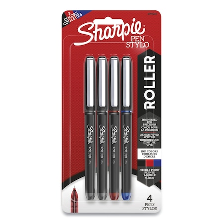Sharpie Professional Design Rollerball Pen, Stick, Fine 0.5 mm, Assorted Ink and Barrel Colors, 4PK 2093224