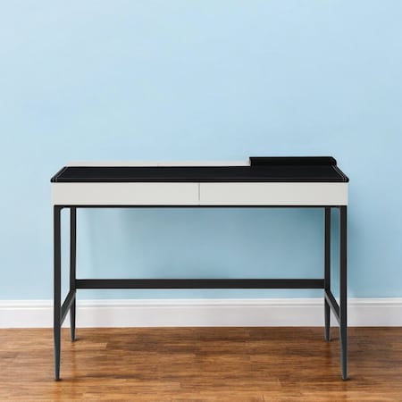 Homeroots 43" Black and White Writing Desk With Two Drawers 543770