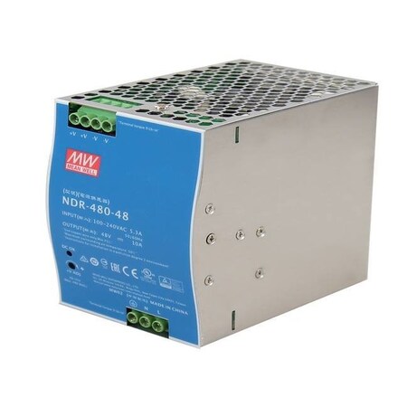 Meanwell Mean Well - AC-DC Single output Industrial DIN rail power supply; Output 48Vdc at 10A; me NDR-480-48
