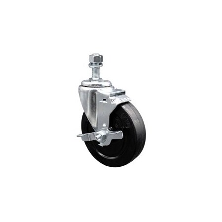 Service Caster 5 Inch SS Soft Rubber Wheel Swivel 1/2 Inch Threaded Stem Caster with Brake SCC SCC-SSTS20S514-SRS-TLB-121315