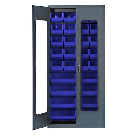 Quantum Storage Systems SPECIALTY CABINET W/ 28 BLUE BINS QSC-C240250BL