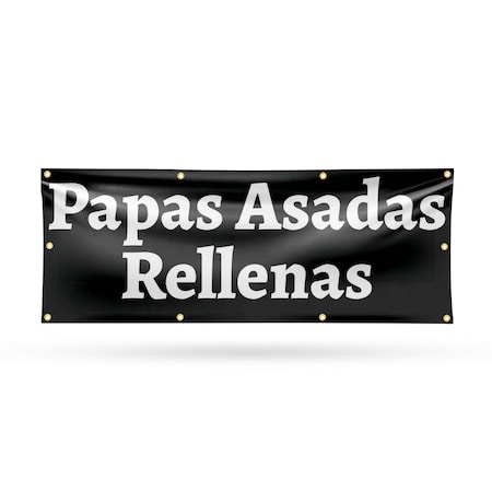 Signmission Papas Asadas Rellenas, 36 Inch x 96 Inch, Vinyl Banner B-96-30774