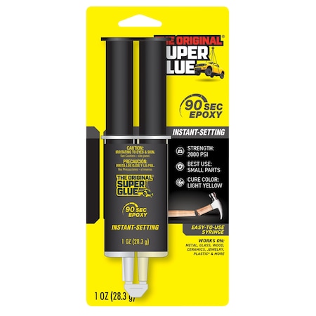 Super Glue Acrylic Adhesive, Instant Setting Epoxy Series, Yellow, Tube, 1:01 Mix Ratio, 24 hr Functional Cure SY-IN48