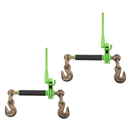 Mytee Products 1/2 in-5/8 in Hi-Viz Folding Handle Ratchet Load Binder w/Grab Hook 18100 lbs, 2PK CBRS-FH12x2