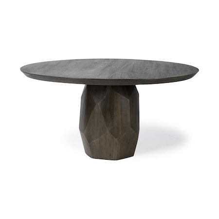 Homeroots 60" Brown Rounded Solid Wood Pedestal Base Dining Table 380474