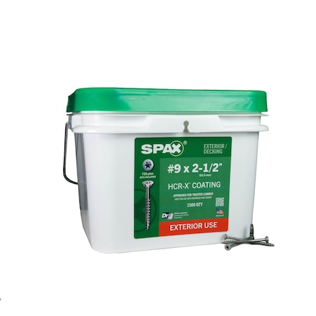 Spax #9 x 2-1/2 in Exterior Wood Deck Screws Construction Flat Head T-Star Plus Bulk Pail, 1500PK 3191670450600