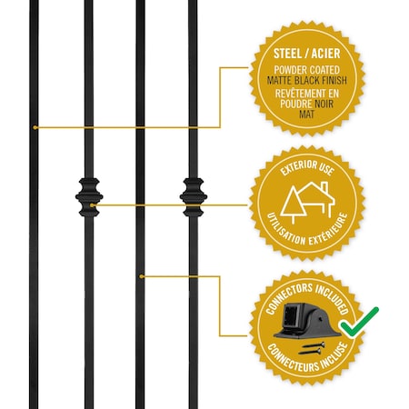 Nuvo Iron 13pcs Versailles Profile Balusters incl 7pcs of Single Collar 31 1/8'' & 6 pcs Dbl Collar 31 1/8'' RRC32VP-13SDC