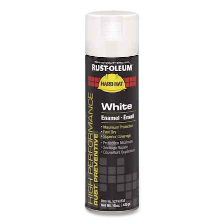 Rust-Oleum Hard Hat High Performance V2100 System Rust Preventive Enamel Spray Paint, Flat White, 15 oz, 6PK V2192838