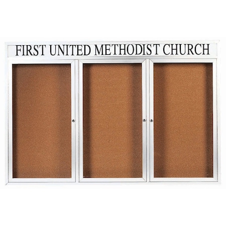 Aarco Enclosed Bulletin Board w/ Header White Powder Coated Al Frame, 48''Hx72''W DCC4872-3RHW