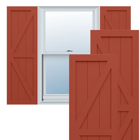 Ekena Millwork True Fit PVC Two Equal Panel Farmhouse Fixed Mount Shutters w/Z-Bar, Colorful Leaves, 18W x 63H, PR TFP102FH18X063CL