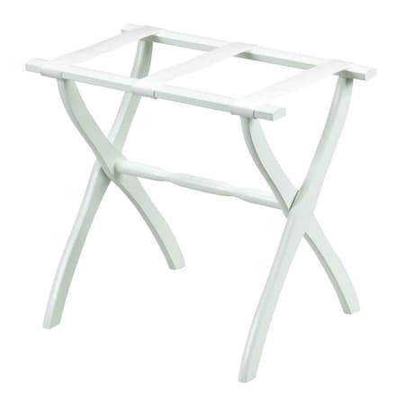 Homeroots White Folding Luggage Rack With White Straps 489580