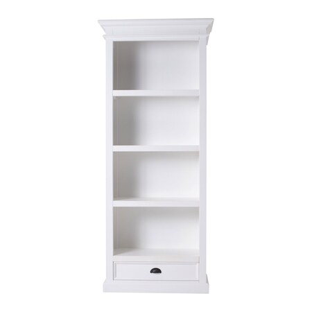 Homeroots White Solid Wood Four Tier Bookcase 397125