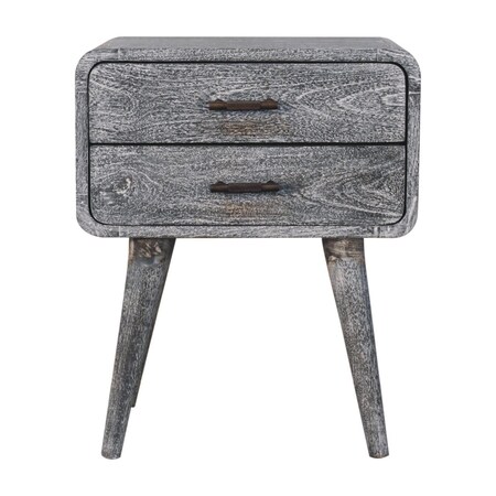 Homeroots 22" Gray Solid Wood Distressed Two Drawer Nightstand 651604