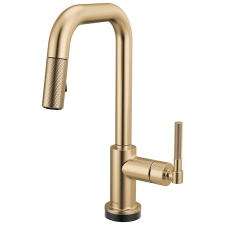 Brizo Litze Smarttouch Pull-Down Prep Faucet with Square Spout, Knurled Handle Luxe Gold 64953LF-GL