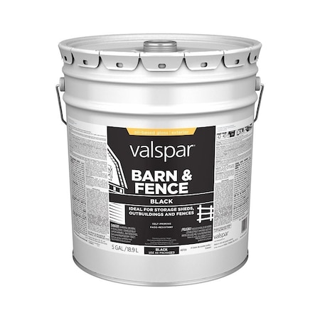 Valspar Exterior Paint, Oil, Gloss, Black, 5 gal, 400 sq-ft/gal Coverage Area 009.0000703.008
