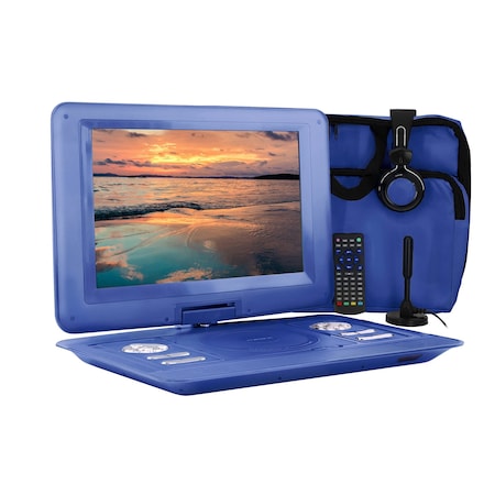 Trexonic 14.1 Inch Portable TV+DVD Player with Swivel TFT-LCD Screen and USB, SD, AV, HDMI Inputs TR-D141BLU