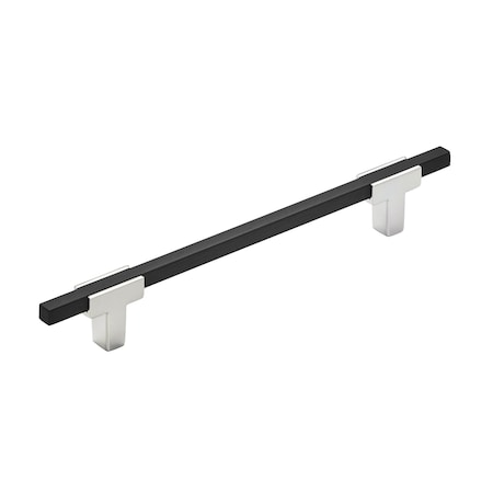 Amerock Urbanite 6-5/16 in 160 mm Center-to-Center Polished Chrome/Brushed Matte Black Cabinet Pull BP77816026BMB