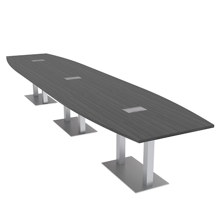 Skutchi Designs Boat Conference Table With Power, 48 in W, 192 in L, Grey HAR-BOT-48x192-DOU-WA7949-ESIL