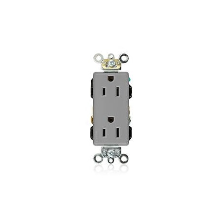 Leviton Straight Blade Receptacle, 5-15R, 15 A, 125V AC, Flush Mount, Self-Grounded 16262-GY