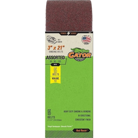 Gator 7020 Sanding Belt, 3 in W, 21 in L, Aluminum Oxide Abrasive 7020GA