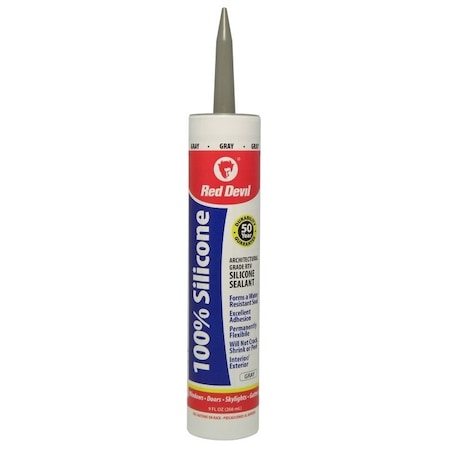 Red Devil 081650 Silicone Sealant, Gray, -60 to 400 deg F, 9 fl-oz Cartridge 0816/50