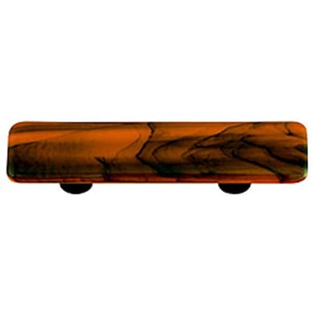 Palacedesigns Black Swirl Opal Orange Rectangle Glass Cabinet Pull - Black Post PA966879