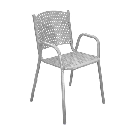 Leisure Craft 31 5/8" Tall Dining Height Stackable Perforated Chair, Gray C1-PERF-GRAY